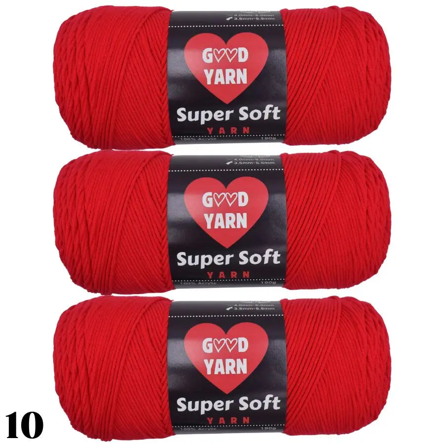 Pack de 3 pelotes de laine rouge vif éclatant avec logo en forme de cœur rouge