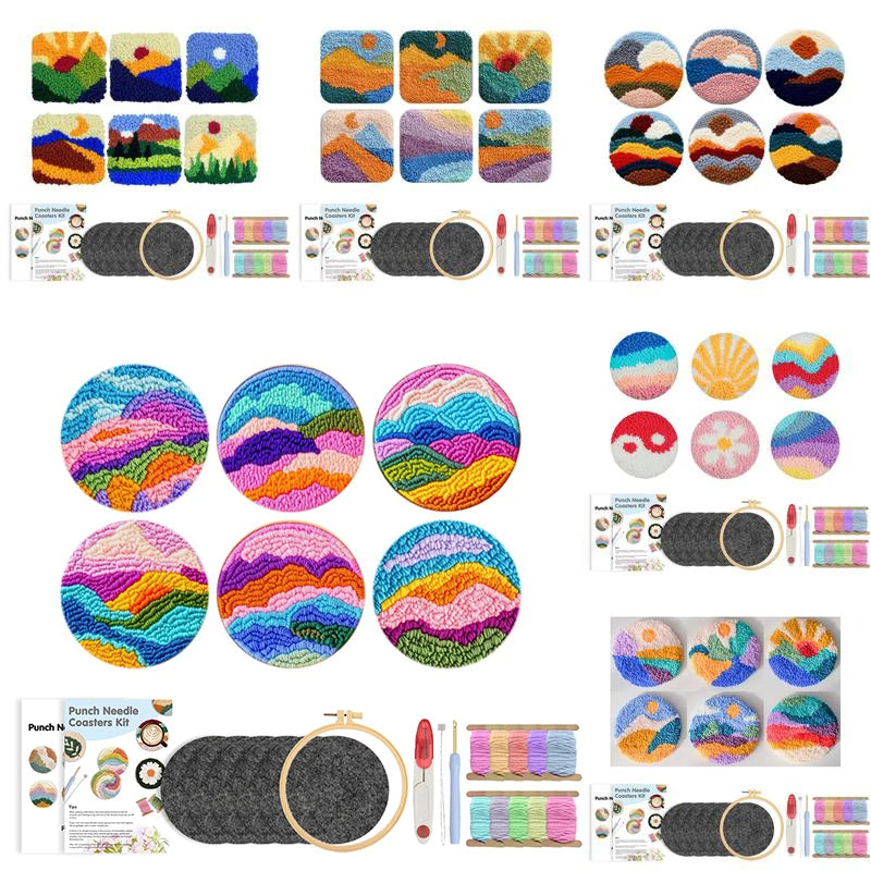 Kit 6 Sous-verres Punch Needle Simples