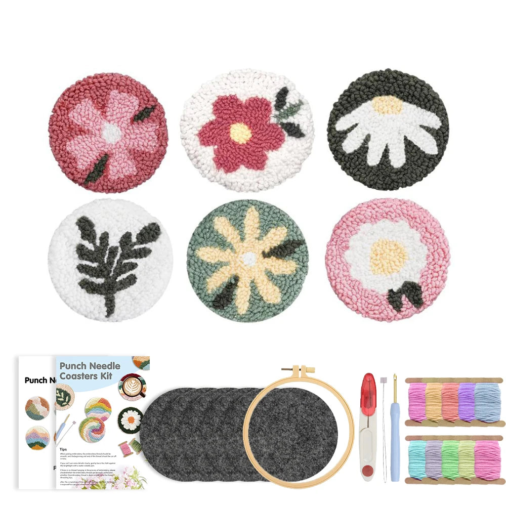 Kit 6 Sous-verres Punch Needle Fleurs — photo 21