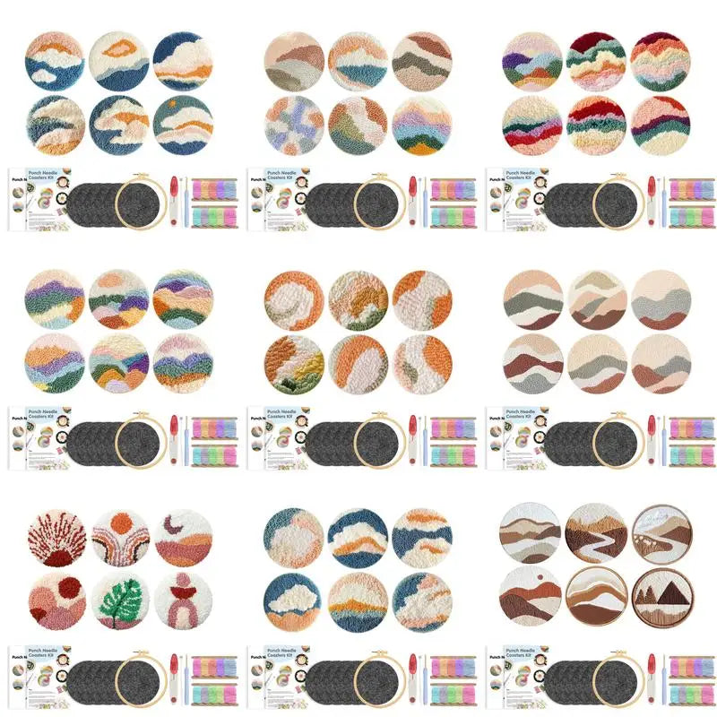Kit 6 Sous-verres Punch Needle Paysages