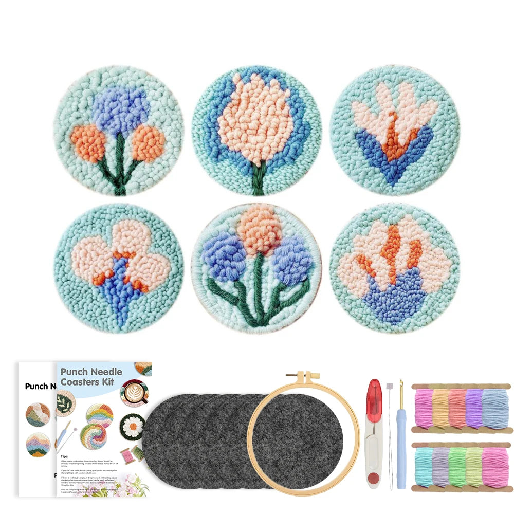 Kit 6 Sous-verres Punch Needle Fleurs — photo 18