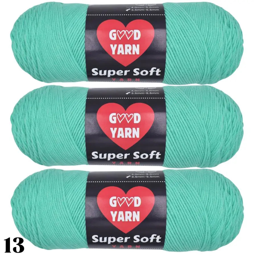 Pack de 3 pelotes de laine couleur vert turquoise pour projets de broderie moderne