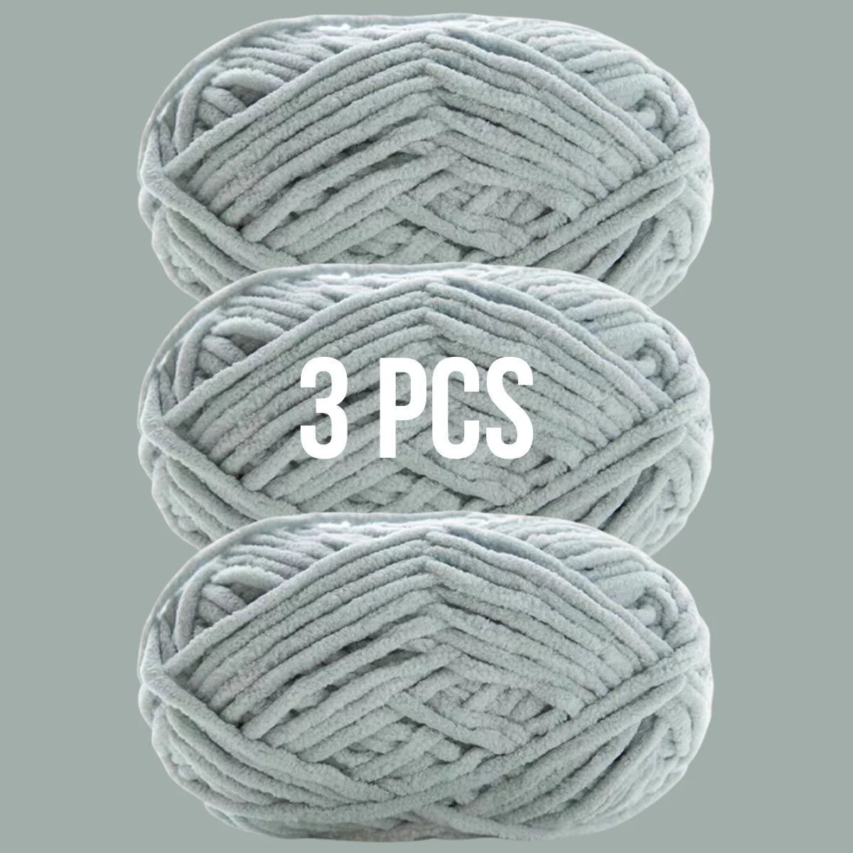 Pack de 3 pelotes de laine couleur vert gris sauge pour tendances déco