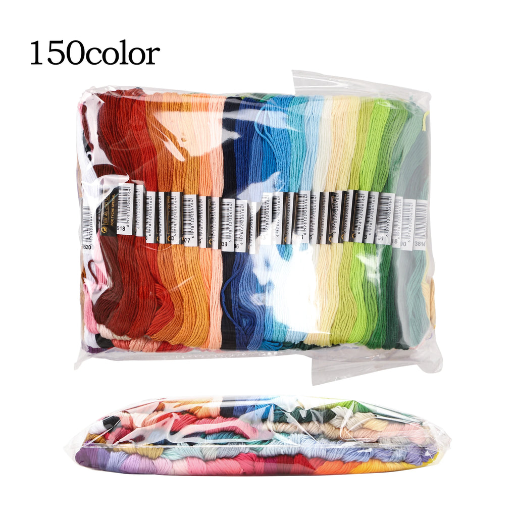 Set de 150 echevettes de fils de couleur arc en ciel pour broderie