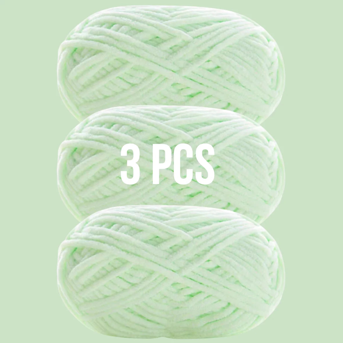 Pack de 3 pelotes de laine couleur vert d'eau très clair pour punch needle