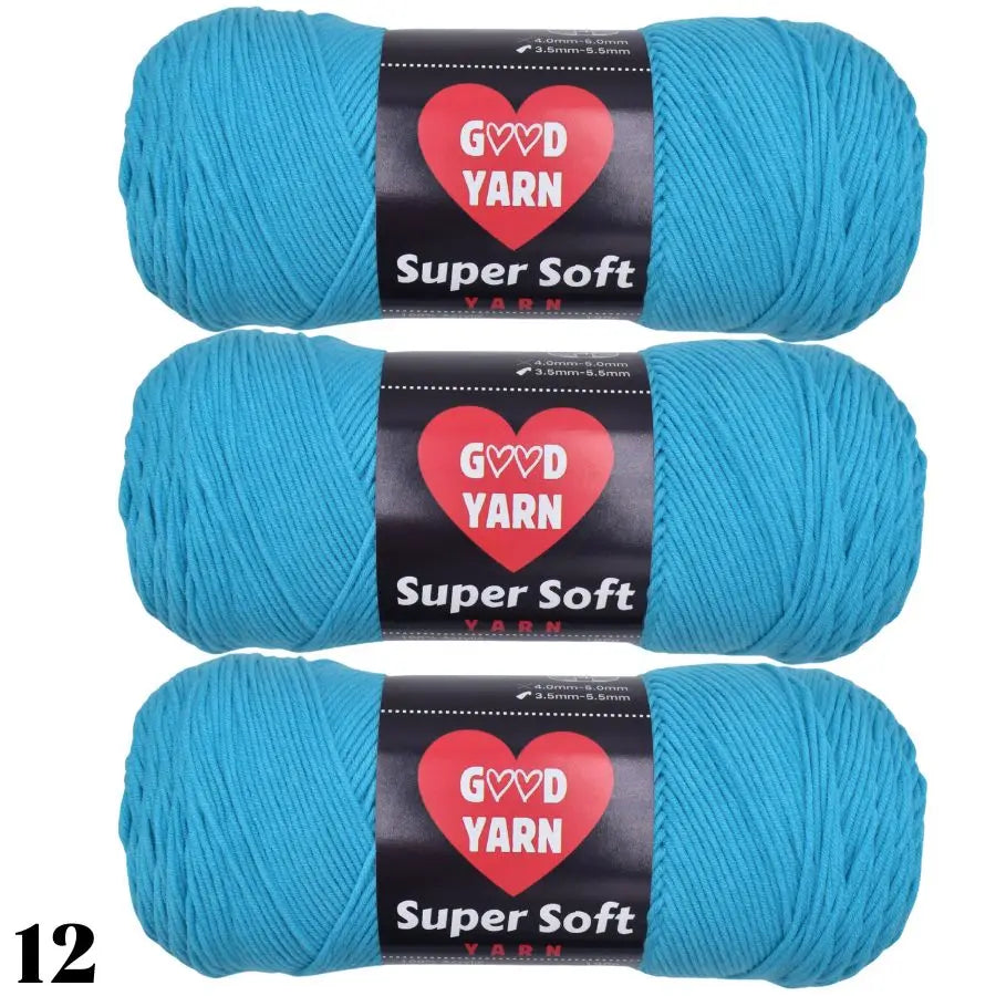 Lot de 3 pelotes de laine bleu azur vif idéales pour créer des doudous faits main