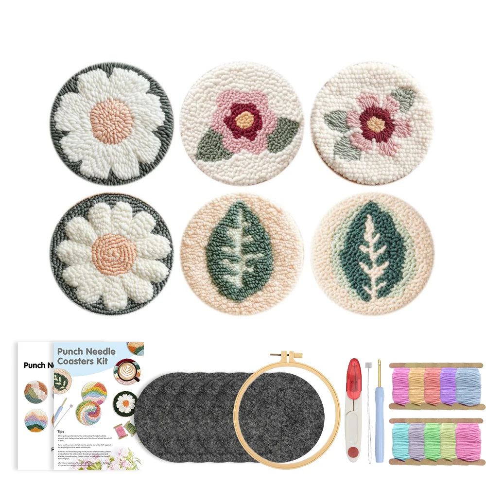 Kit 6 Sous-verres Punch Needle Fleurs — photo 20