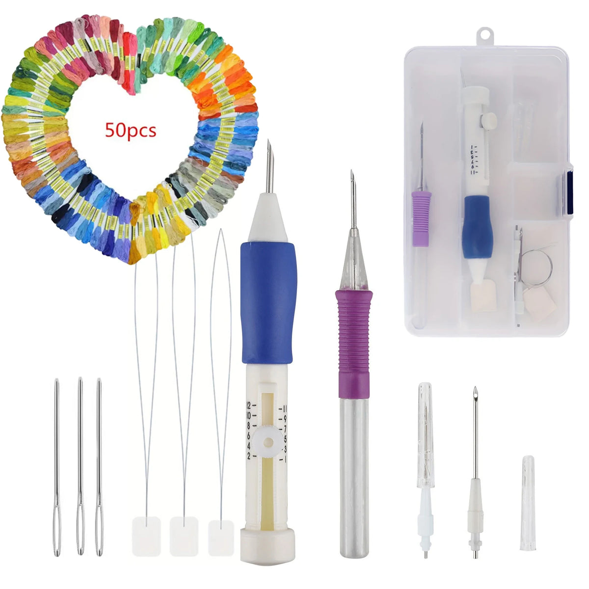 Set Aiguilles Magiques Punch Needle + 50 Fils Offerts