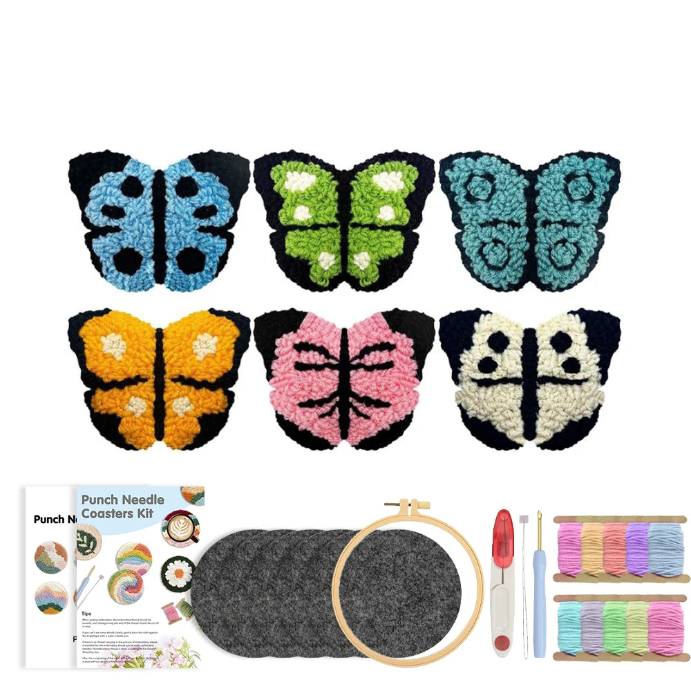 Kit 6 Sous-verres Punch Needle — Animaux Mignons — photo 8