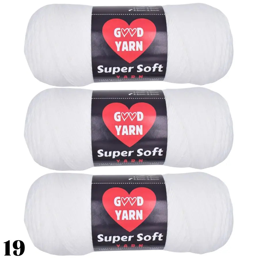 Lot de 3 pelotes de laine blanc pur super douces