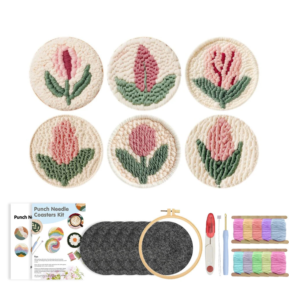 Kit 6 Sous-verres Punch Needle Fleurs — photo 17