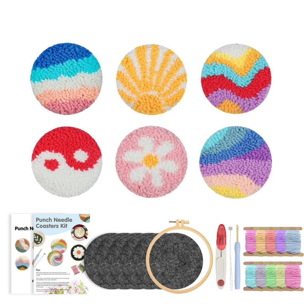 Kit 6 Sous-verres Punch Needle Simples — photo 17