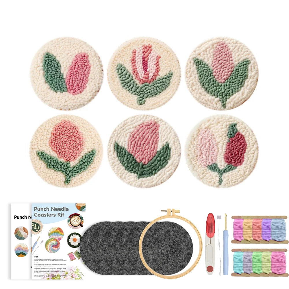 Kit 6 Sous-verres Punch Needle Fleurs — photo 13