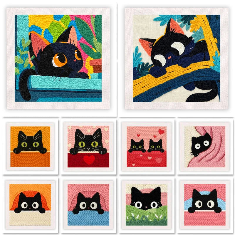 Kit Punch Needle Chat avec Cadre