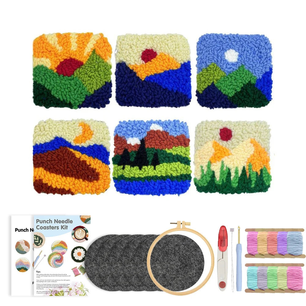 Kit 6 Sous-verres Punch Needle Simples — photo 15