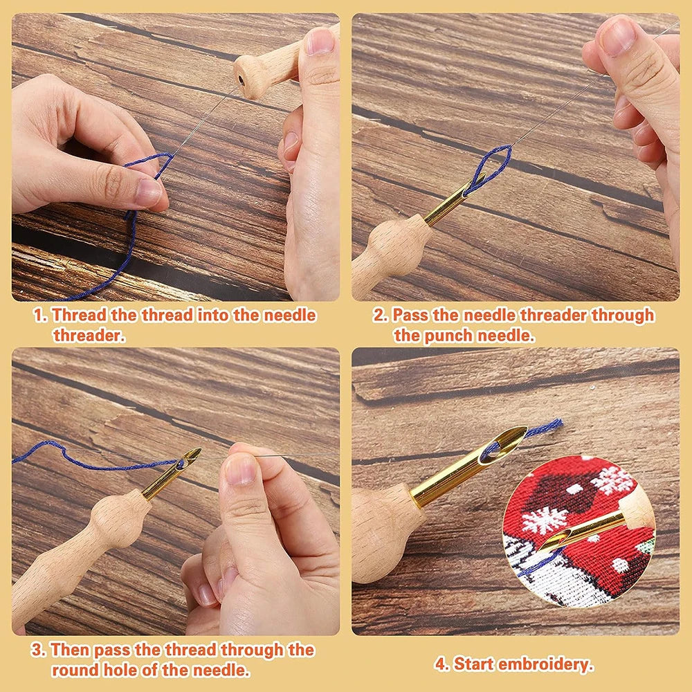 Set 13 Aiguilles Punch Needle Manche Bois — photo 4