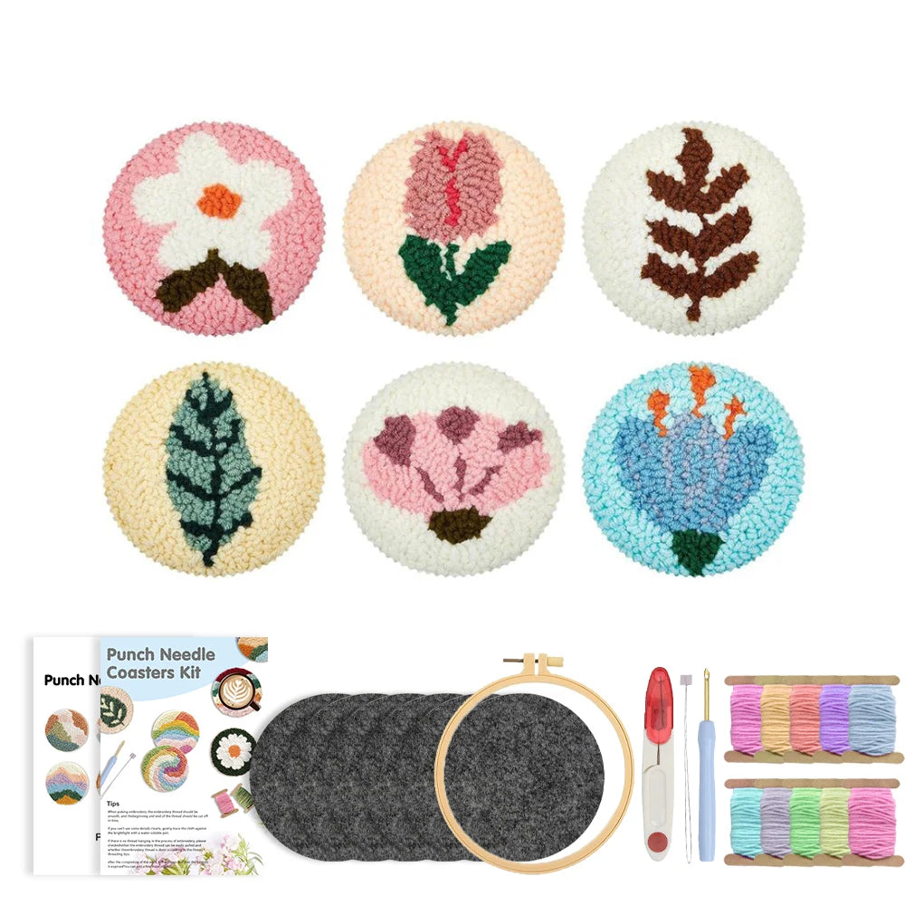 Kit 6 Sous-verres Punch Needle Fleurs — photo 15